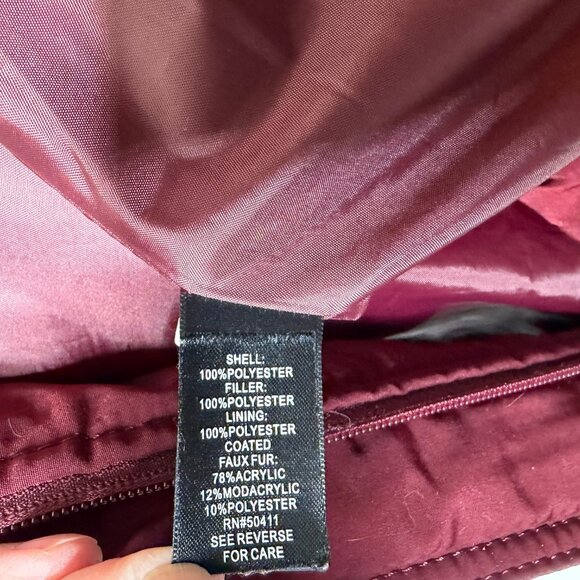Croft & Barrow Women’s Coat Lg Maroon Parka Removable Hood Zip Snap Front - Picture 9 of 11